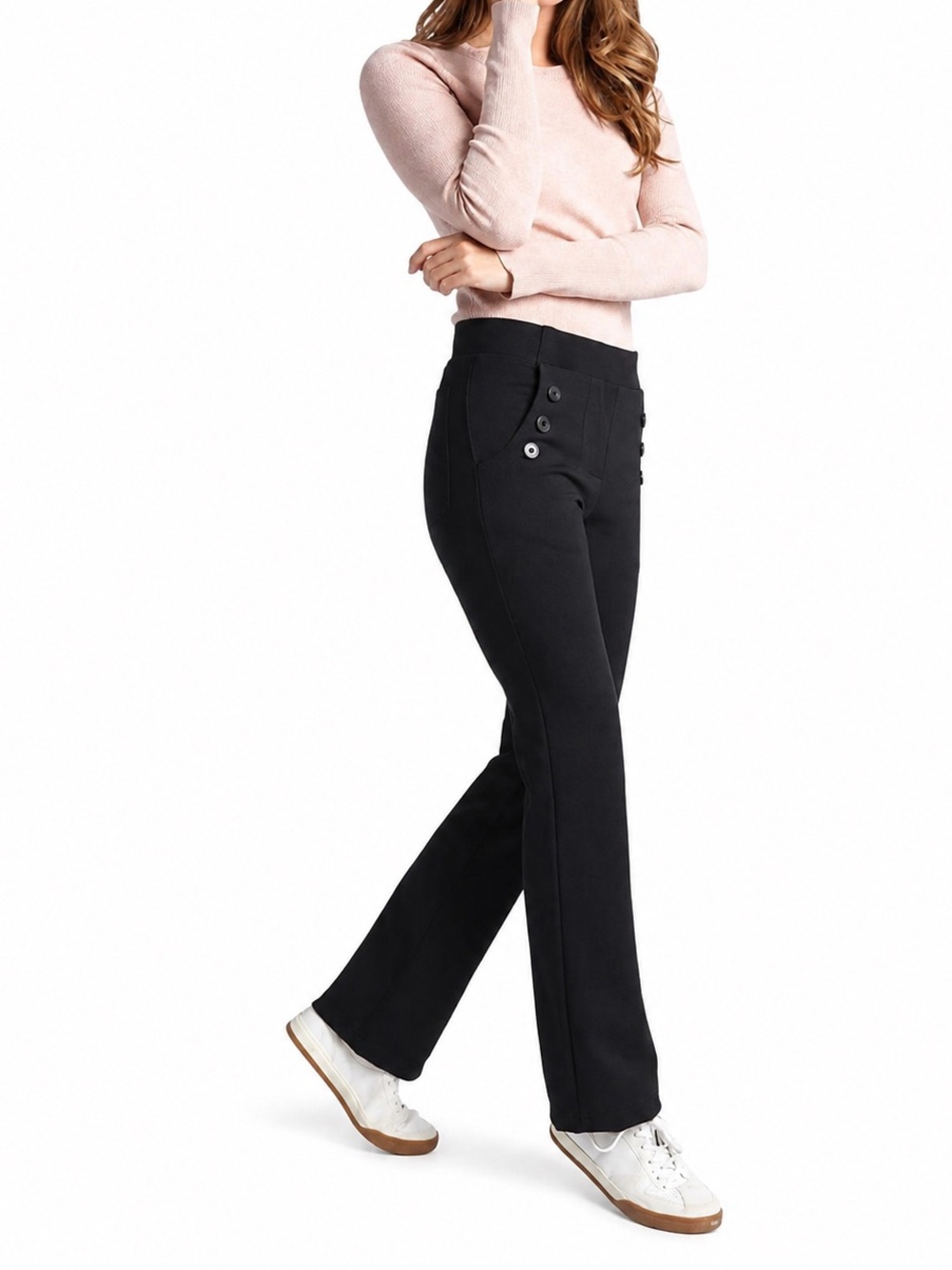 Betabrand Sailor Dress Pant Yoga Pants Bootcut Pull-On Career Pants Black Small